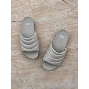 Eileen Fisher Haze Barley Nappa Leather Beige Comfort Slides Sandals Size 6